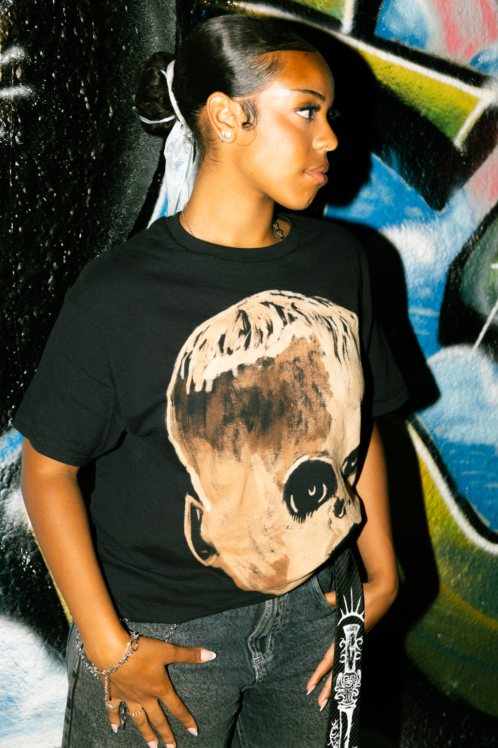 bleached distorted baby tee