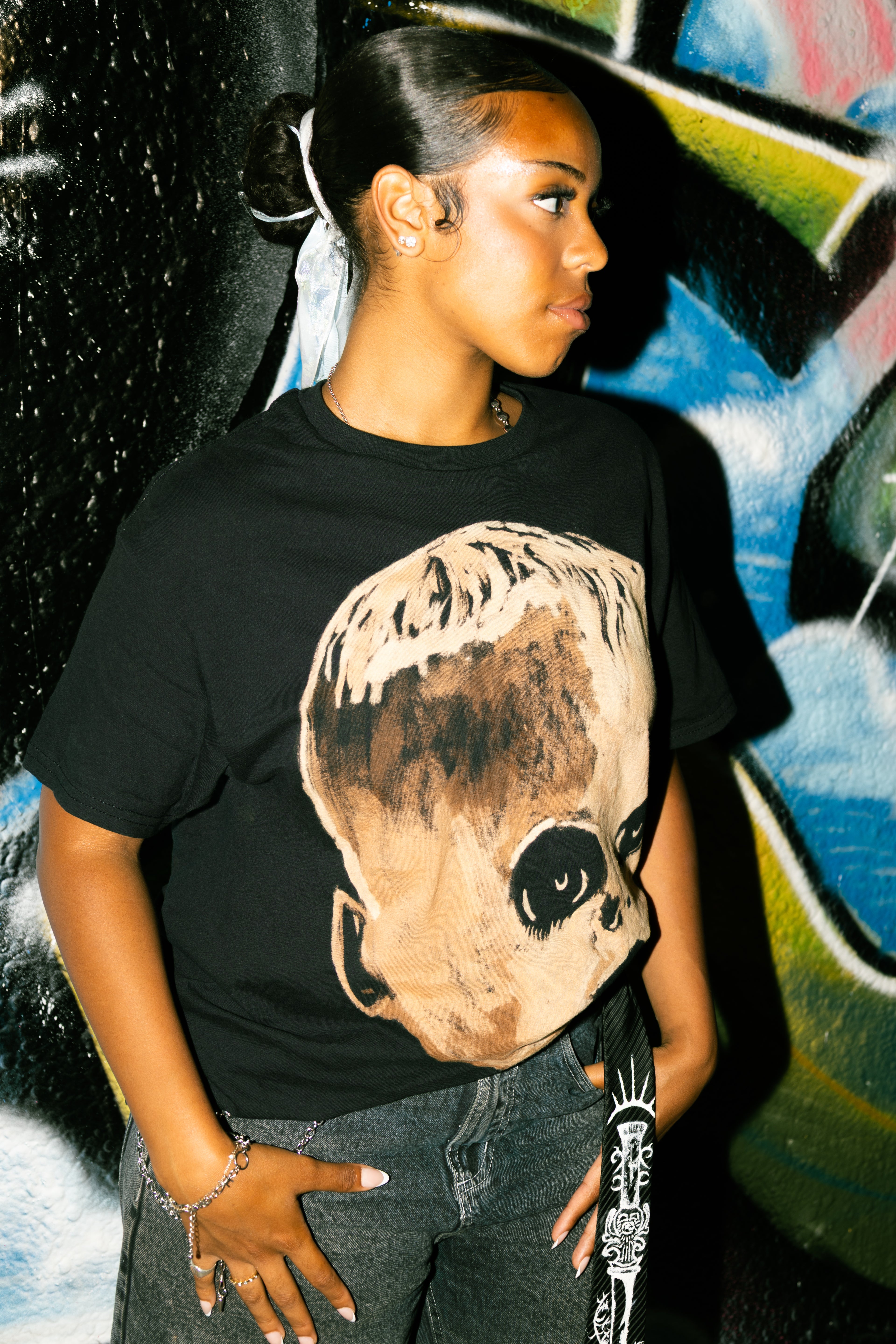bleached distorted baby tee