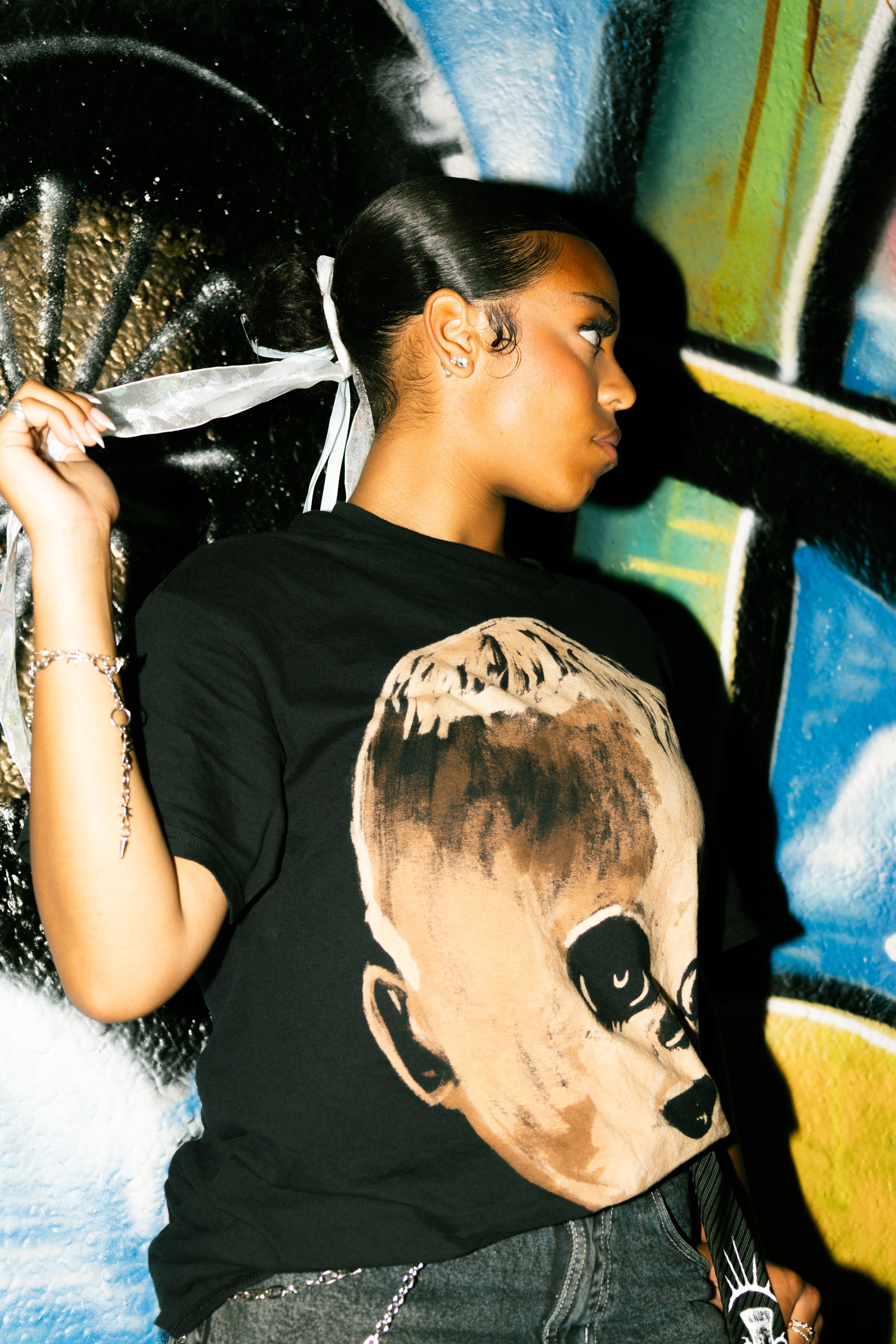 bleached distorted baby tee