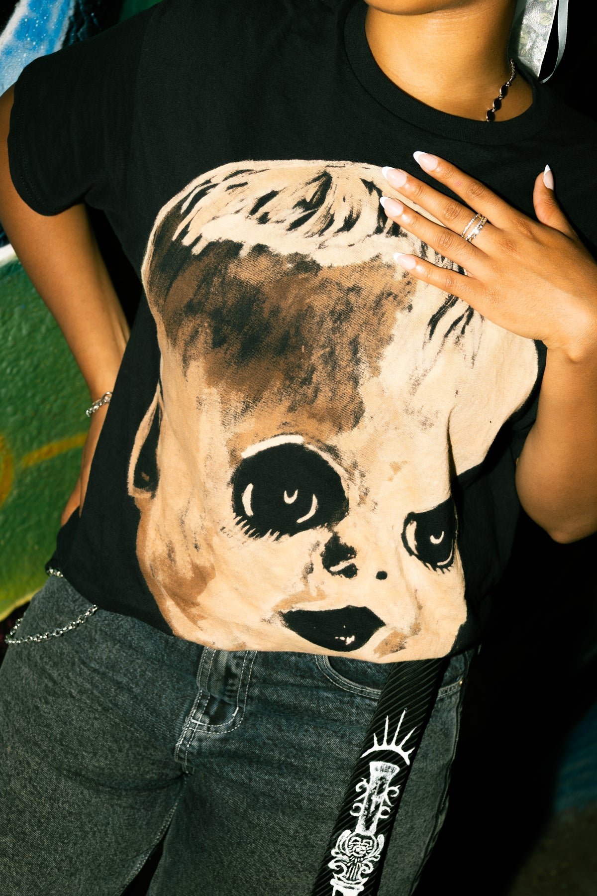 bleached distorted baby tee