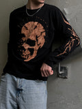 Bleached Long Sleeve Skull Design Shirt