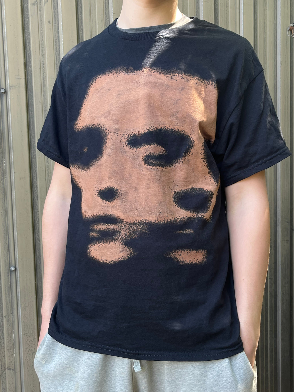 Bleached Short Sleeve Distorted Facial Art Shirt