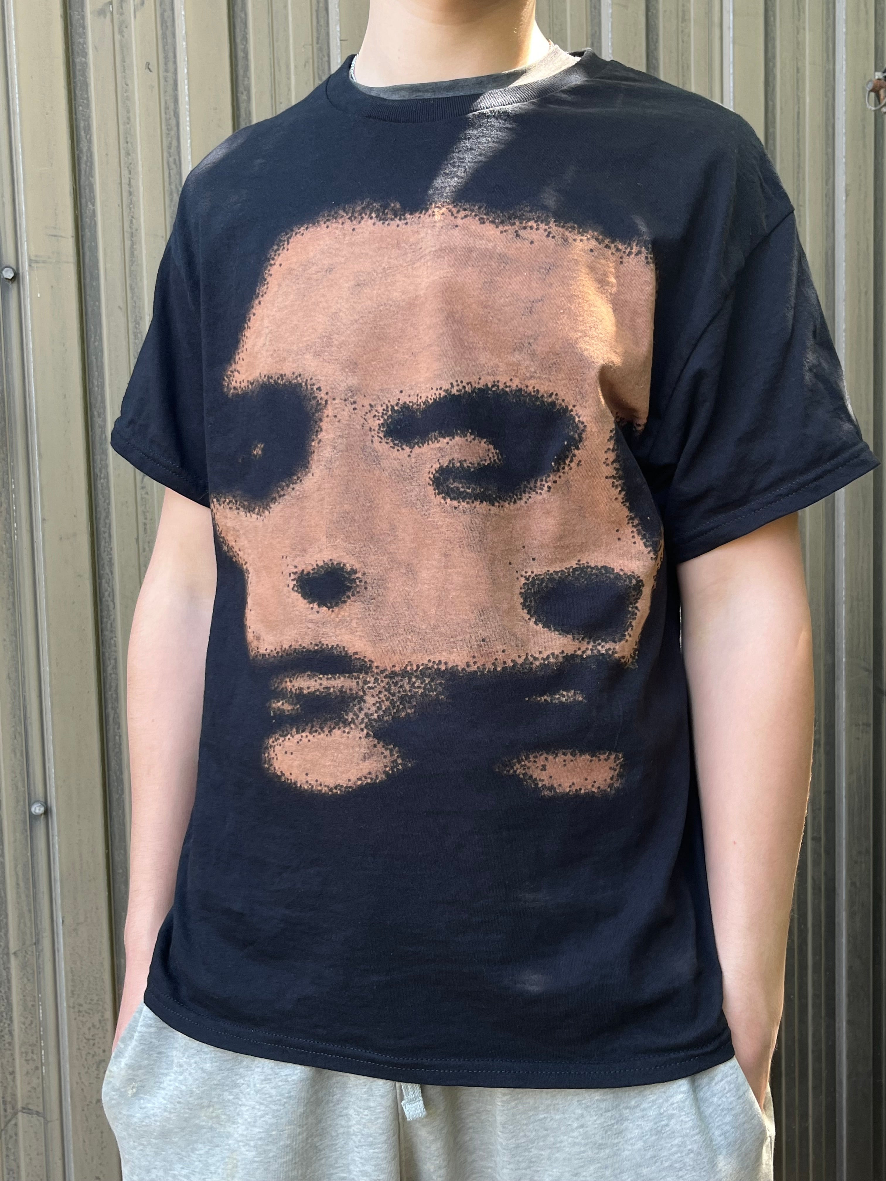 Bleached Short Sleeve Distorted Facial Art Shirt